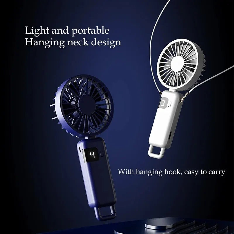 Clearance_2024 New Arrival Wind Cooling Hand Mini Usb Fan Portable 5 Speed Personal Pocket Rechargeable Handheld with Hook_Conti