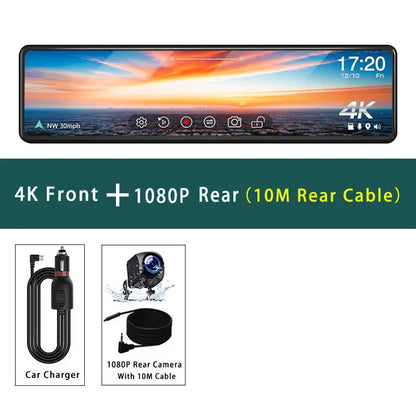 11.26" UHD 4K 2160P Car Dvr GPS WIFI Mirror Dash Cam Dual Lens Dashcam IPS Screen Camera Drive Recorder Stream RearView Mirror