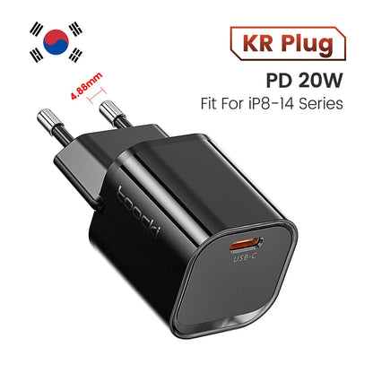 Toocki 20W Type C GaN Charger PD QC 3.0 Quick Charge USB Type C Phone Charger For iPhone 15 14 13 12 11 Pro Max iPad Charging