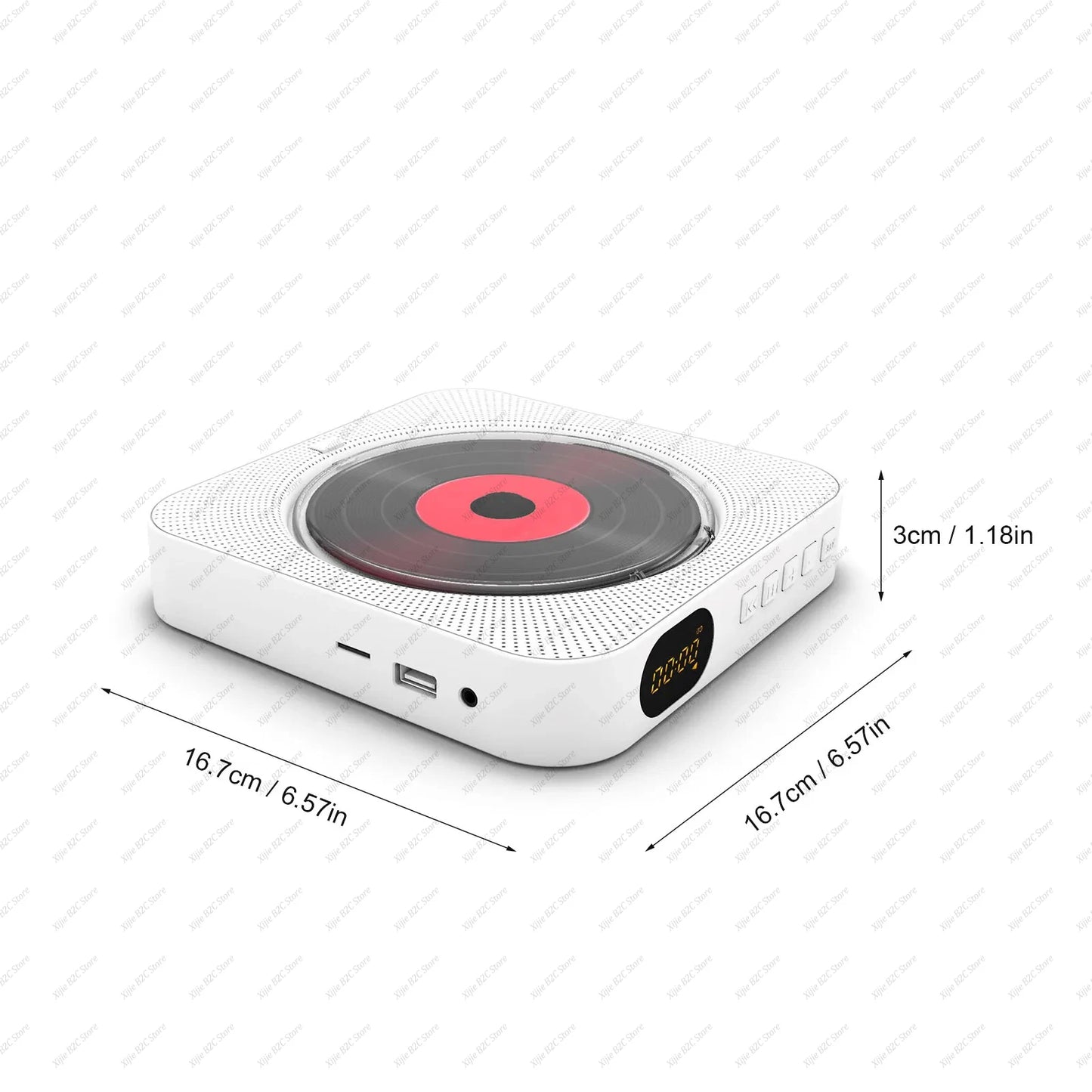 Portable CD Player Built-in Speaker Stereo with Double 3.5mm Headphones Jack LED Screen Wall Mountable CD Music Player KC-909