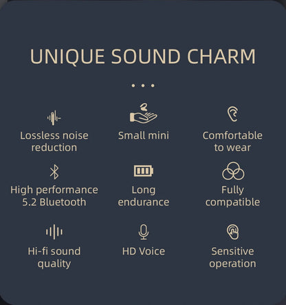 Bluetooth 5.2 Earphone Waterproof Wireless Headphones with Mic Mini Ear Hooks HiFi Stereo Music Earbuds for Phone