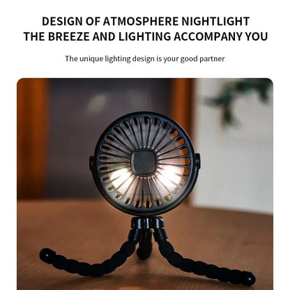New Multifunctional Childrens Stroller Mini Fan Portable USB Charging Small Fan Mobile Phone Holder Outdoor Handheld Octopus Fan
