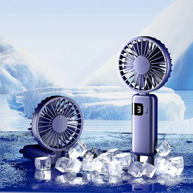 Clearance_2024 New Arrival Wind Cooling Hand Mini Usb Fan Portable 5 Speed Personal Pocket Rechargeable Handheld with Hook_Conti