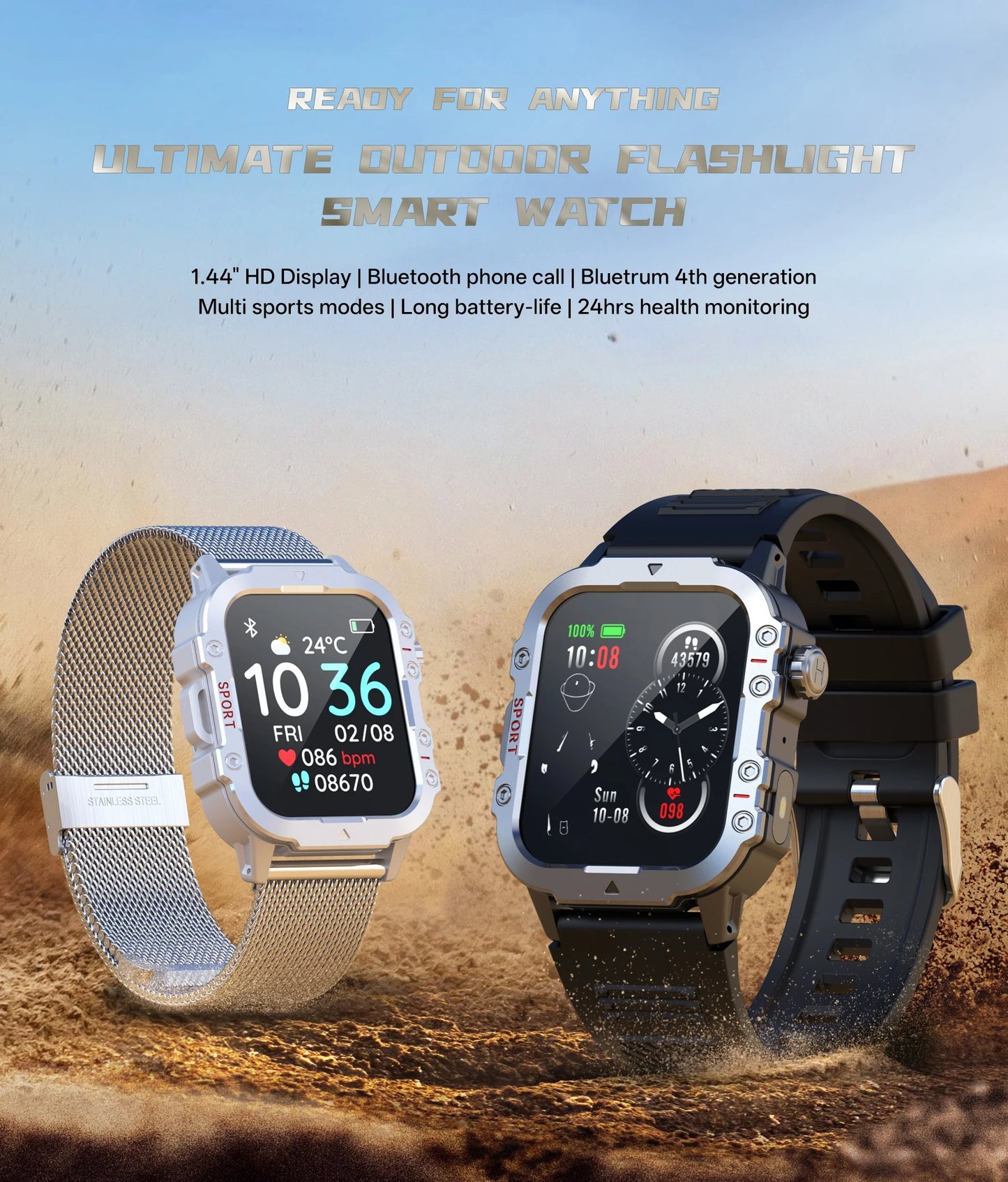 2024 Smart Watch Android Phone 1.44'' Inch Color Screen Bluetooth Call Blood Oxygen/Pressure Monitoring Smart Watch Women Men