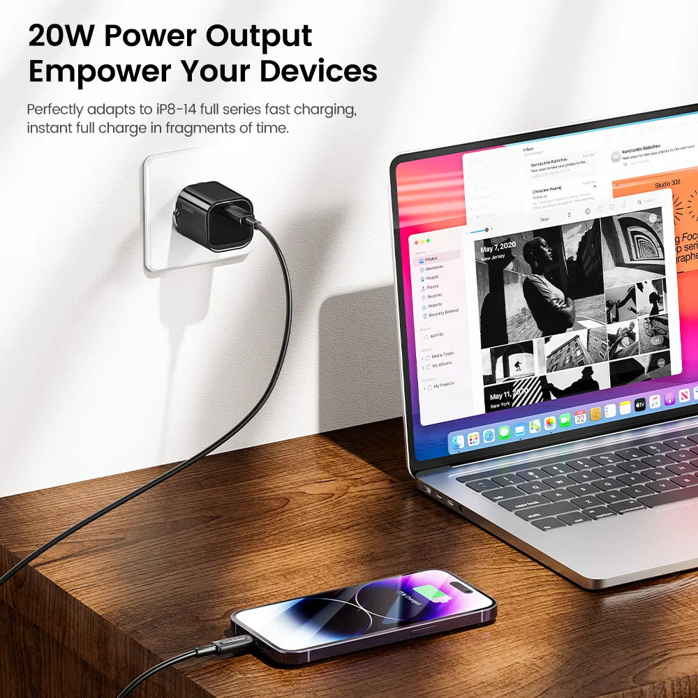 Toocki 20W Type C GaN Charger PD QC 3.0 Quick Charge USB Type C Phone Charger For iPhone 15 14 13 12 11 Pro Max iPad Charging