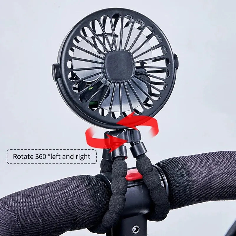 New Multifunctional Childrens Stroller Mini Fan Portable USB Charging Small Fan Mobile Phone Holder Outdoor Handheld Octopus Fan