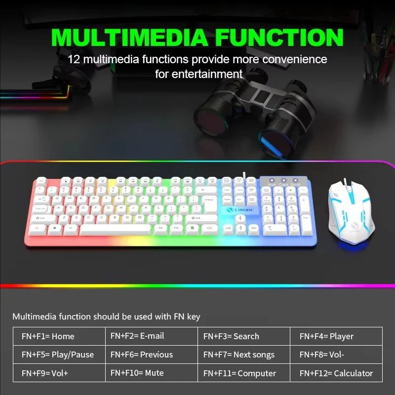 GTX350 Gaming Keyboard Mouse Combos Computer Laptop Backlight Gamer Kit LED Wired Usb Keyboard GTX350 Set-Black