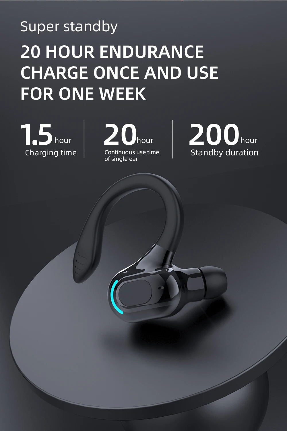 Bluetooth 5.2 Earphone Waterproof Wireless Headphones with Mic Mini Ear Hooks HiFi Stereo Music Earbuds for Phone