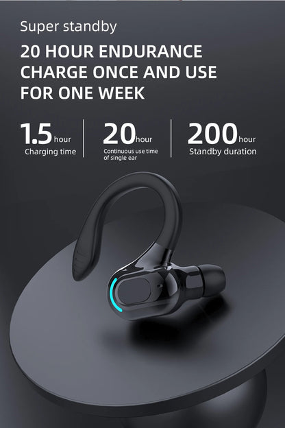 Bluetooth 5.2 Earphone Waterproof Wireless Headphones with Mic Mini Ear Hooks HiFi Stereo Music Earbuds for Phone