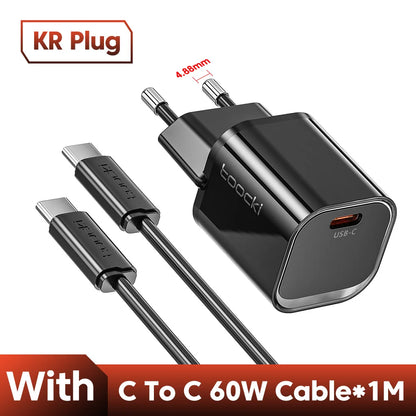 Toocki 20W Type C GaN Charger PD QC 3.0 Quick Charge USB Type C Phone Charger For iPhone 15 14 13 12 11 Pro Max iPad Charging