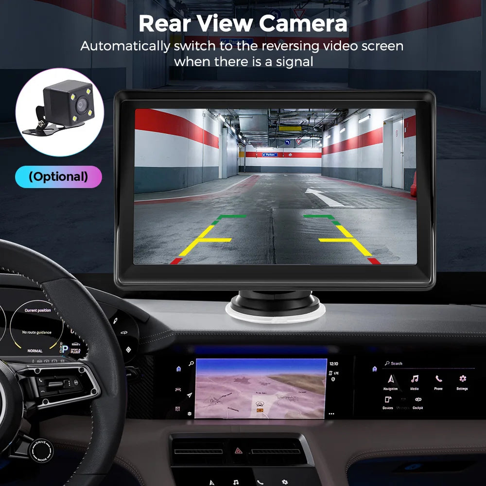 Wireless carplay android auto Portable Car Radio Multimedia Video Player Universal 7 inch Touch Screen With FM Rear View Camera