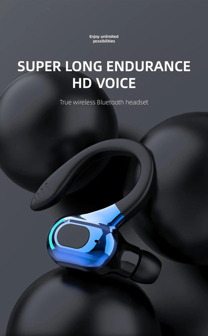 Bluetooth 5.2 Earphone Waterproof Wireless Headphones with Mic Mini Ear Hooks HiFi Stereo Music Earbuds for Phone