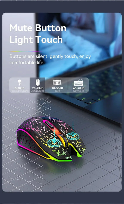 Bluetooth 5.2 Wireless Mouse RGB Gaming Mouse Silent Mouse Rechargeable Mouse 800-1200-1600 DPI Mouse Mice for PC Laptop Macbook