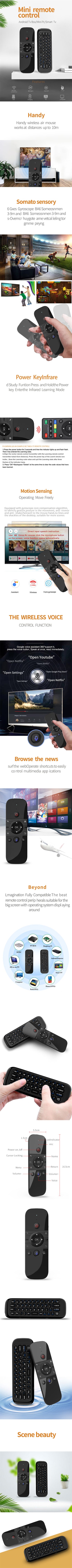 Wireless Air Voice Mouse 2 in 1 2.4G Bluetooth Mini Keyboard Rechargeable Remote Control IR Learning for Smart TV Android TV Box