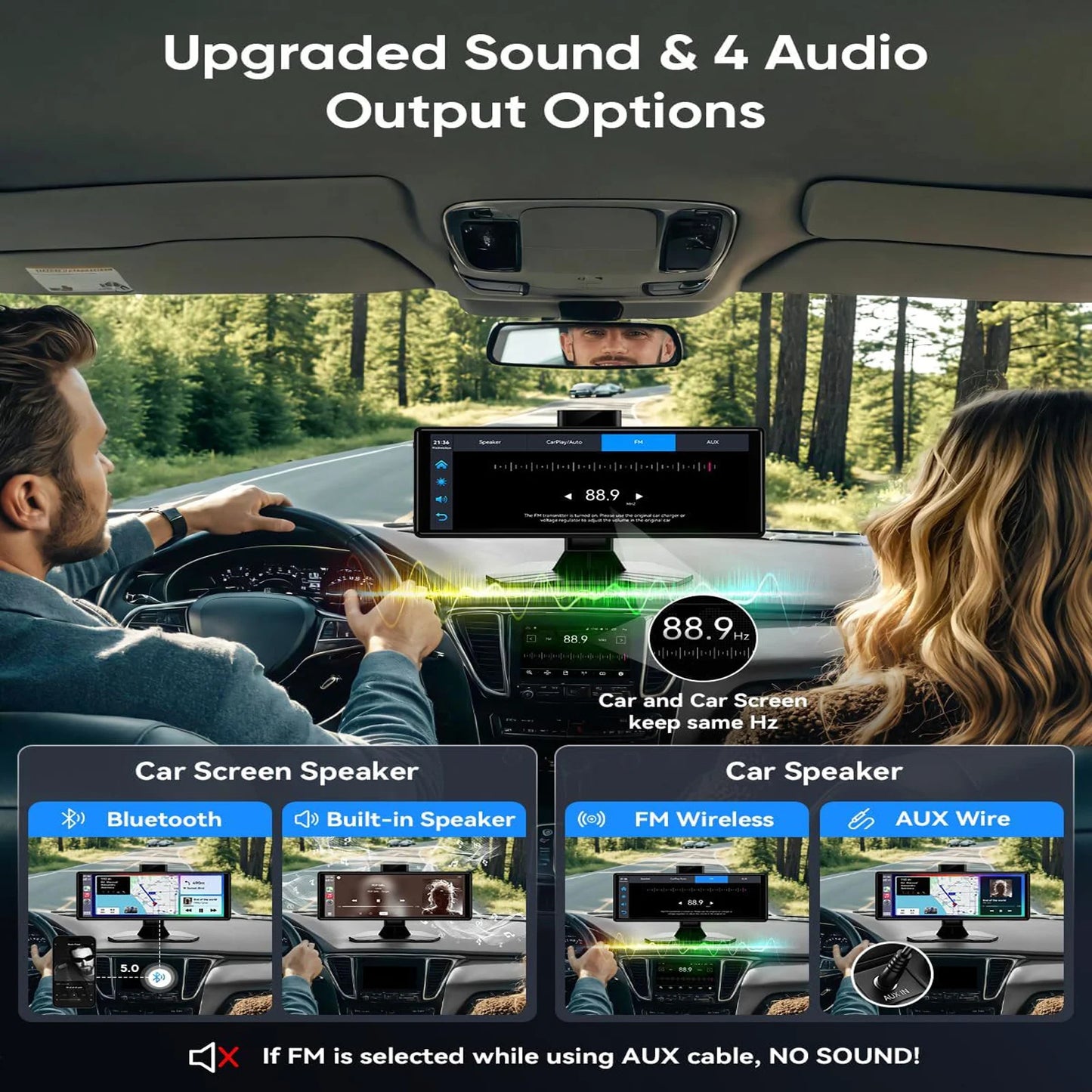 Pionray 10.26” Universal CarPlay Android Auto Car Radio Multimedia Video Player IPS Touch Screen With AUX USB Rearview Camera