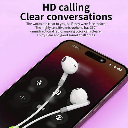 Original Wired Earphones For iPhone 17 16 15 Pro Max In-Ear Earbuds 14 13 12 Headphones For Samsung Xiaomi Headsets Accessories