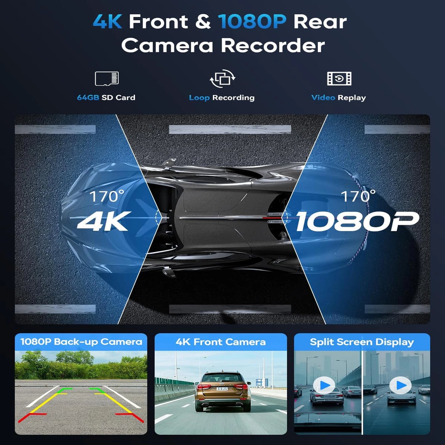Pionray 10.26” Universal CarPlay Android Auto Car Radio Multimedia Video Player IPS Touch Screen With AUX USB Rearview Camera