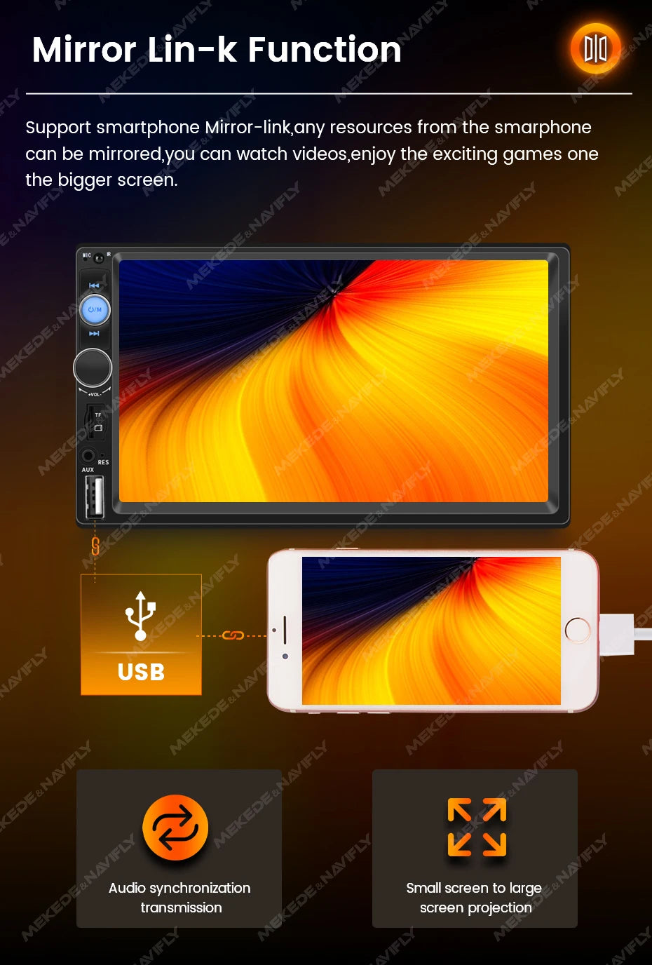 7 Inch HD Touch Screen Intelligent System Car Radio Multimedia Player For Universal Autoradio MP5 Camera TF Card Mirror Link USB