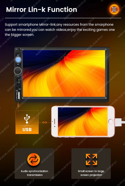 7 Inch HD Touch Screen Intelligent System Car Radio Multimedia Player For Universal Autoradio MP5 Camera TF Card Mirror Link USB