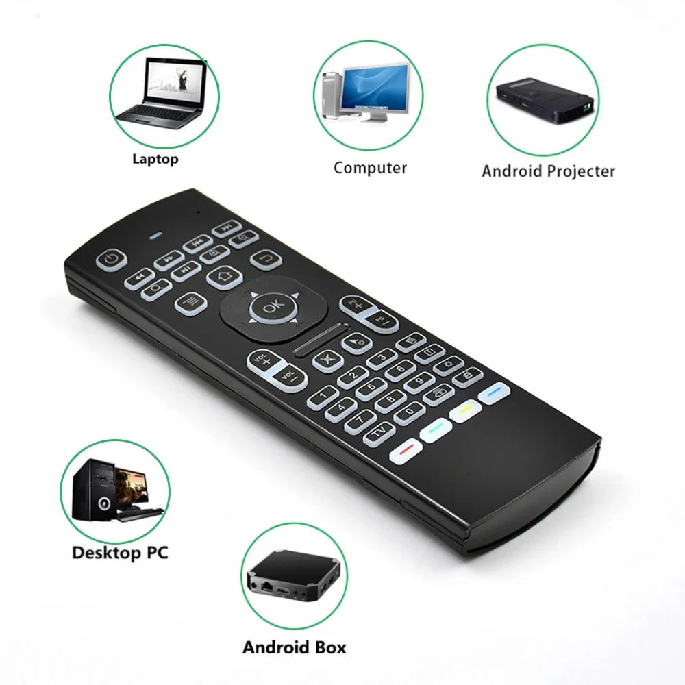 MRSVI 2.4GHz Wireless MX3 Air Mouse Remote Control Backlit IR Learning Mini Keyboard for PC,Android TV Box