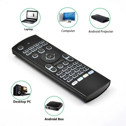 MRSVI 2.4GHz Wireless MX3 Air Mouse Remote Control Backlit IR Learning Mini Keyboard for PC,Android TV Box