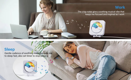 Portable CD Player Built-in Speaker Stereo with Double 3.5mm Headphones Jack LED Screen Wall Mountable CD Music Player KC-909