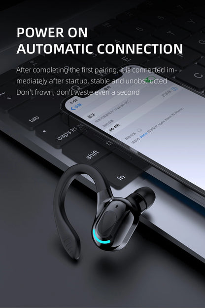 Bluetooth 5.2 Earphone Waterproof Wireless Headphones with Mic Mini Ear Hooks HiFi Stereo Music Earbuds for Phone