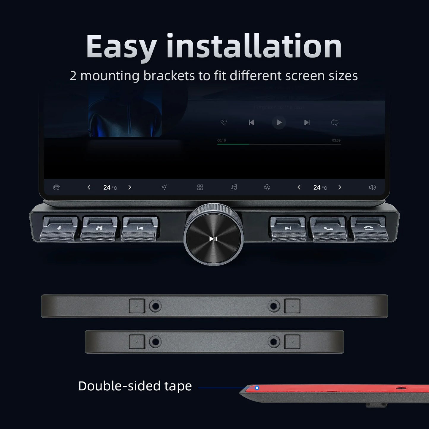 Multimedia Remote Control 7 Keys Blue LED Car Controller Volume Adjuster Phone Call Function Accessories For Navigation Player