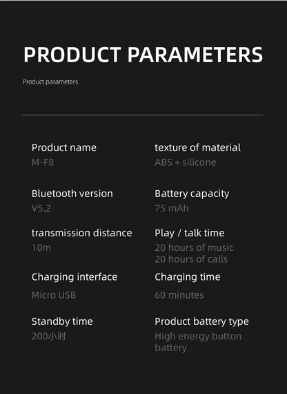 Bluetooth 5.2 Earphone Waterproof Wireless Headphones with Mic Mini Ear Hooks HiFi Stereo Music Earbuds for Phone