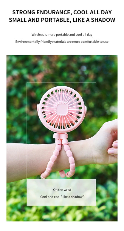 New Multifunctional Childrens Stroller Mini Fan Portable USB Charging Small Fan Mobile Phone Holder Outdoor Handheld Octopus Fan