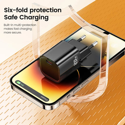 Toocki 20W Type C GaN Charger PD QC 3.0 Quick Charge USB Type C Phone Charger For iPhone 15 14 13 12 11 Pro Max iPad Charging