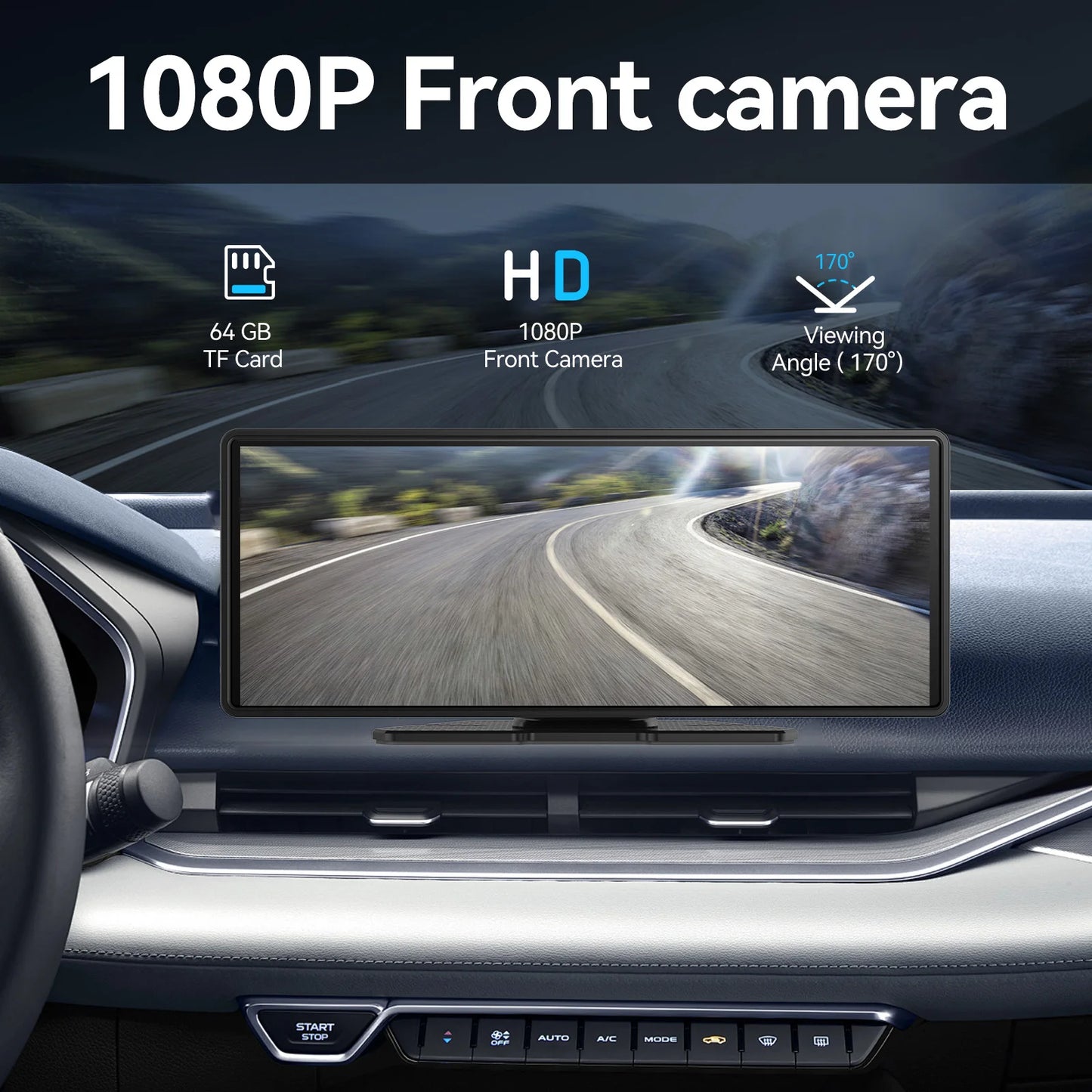 Pionray 10.26” Universal CarPlay Android Auto Car Radio Multimedia Video Player IPS Touch Screen With AUX USB Rearview Camera